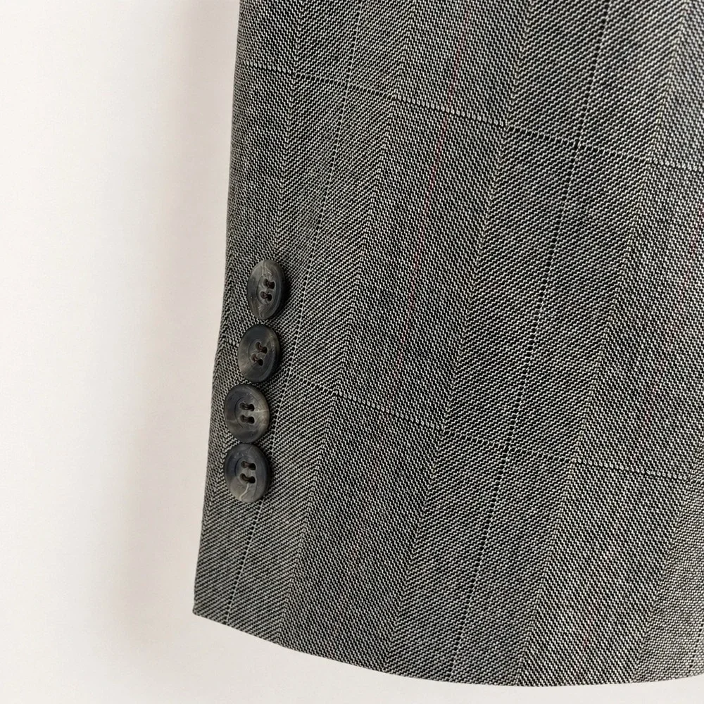 Vintage Adams Row Anderson Little Gray Plaid Windowpane 2Pc Mens Suit 40R 31x28